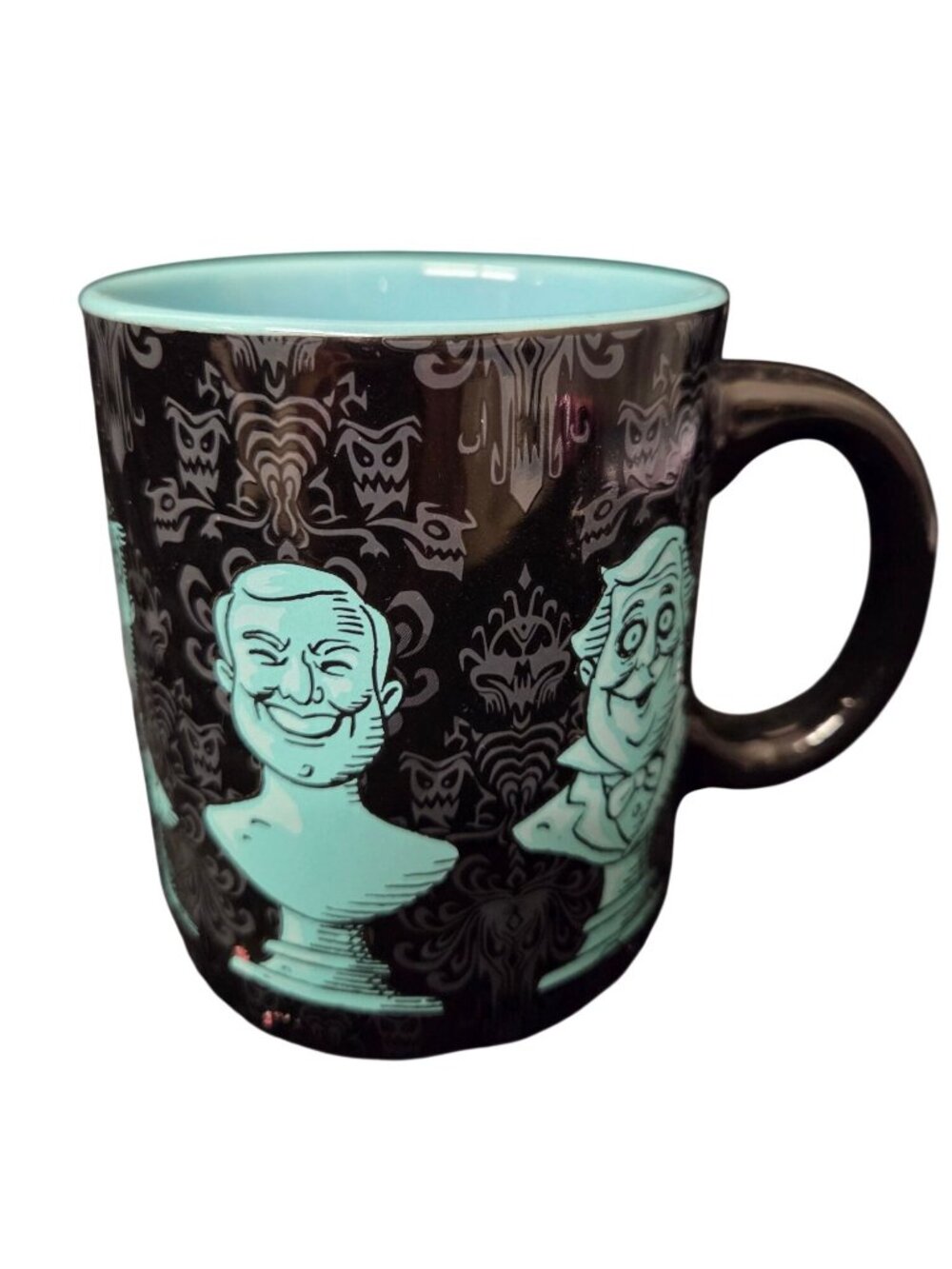 Disney Haunted Mansion Black & Teal Mug Ghost Busts & Gothic - Picture 2 of 7